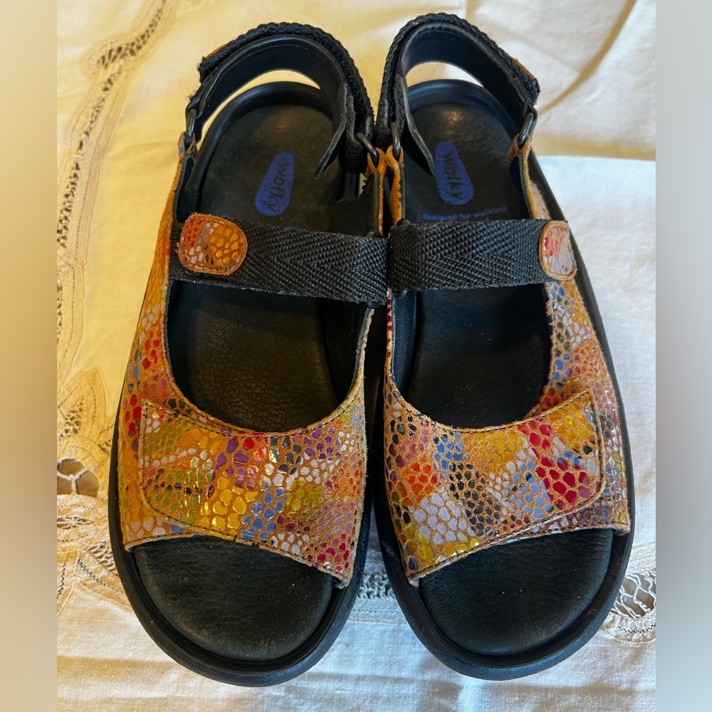 Wolky Pichu Jewel Sandals Women's 37 6.5 US Multicolored.